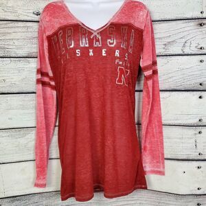 Touch by Alyssa Milano Nebraska Huskers Women’s XL Long Sleeve V-Neck Burnout Te